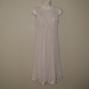 NWT $488 Brazeau Tricot Beige Goldy Tulle Double Tank Slip Dress